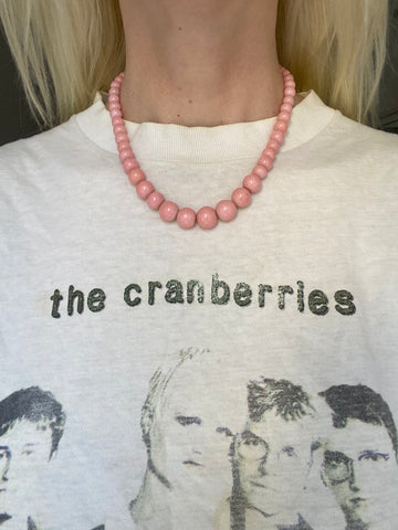 60s Vintage Handmade Pink Acrylic Beaded Necklace