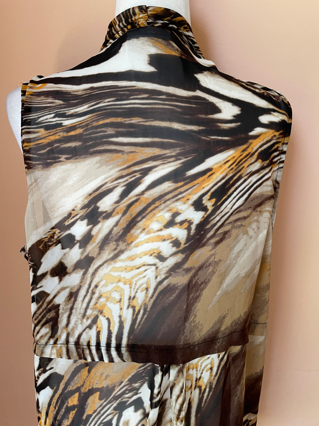2000s  Abstract Animal Print Open Front Stylish Sleeveless Vest Top Lg