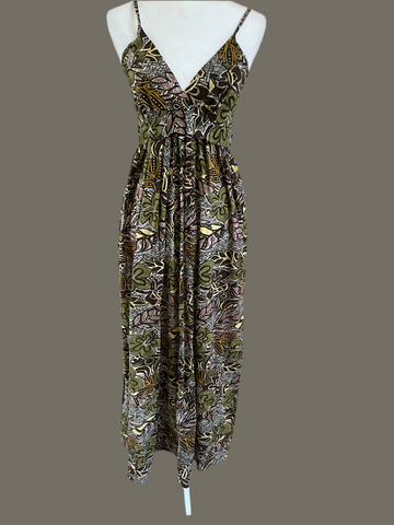 2000s Tropical Print Summer Maxi Dress S