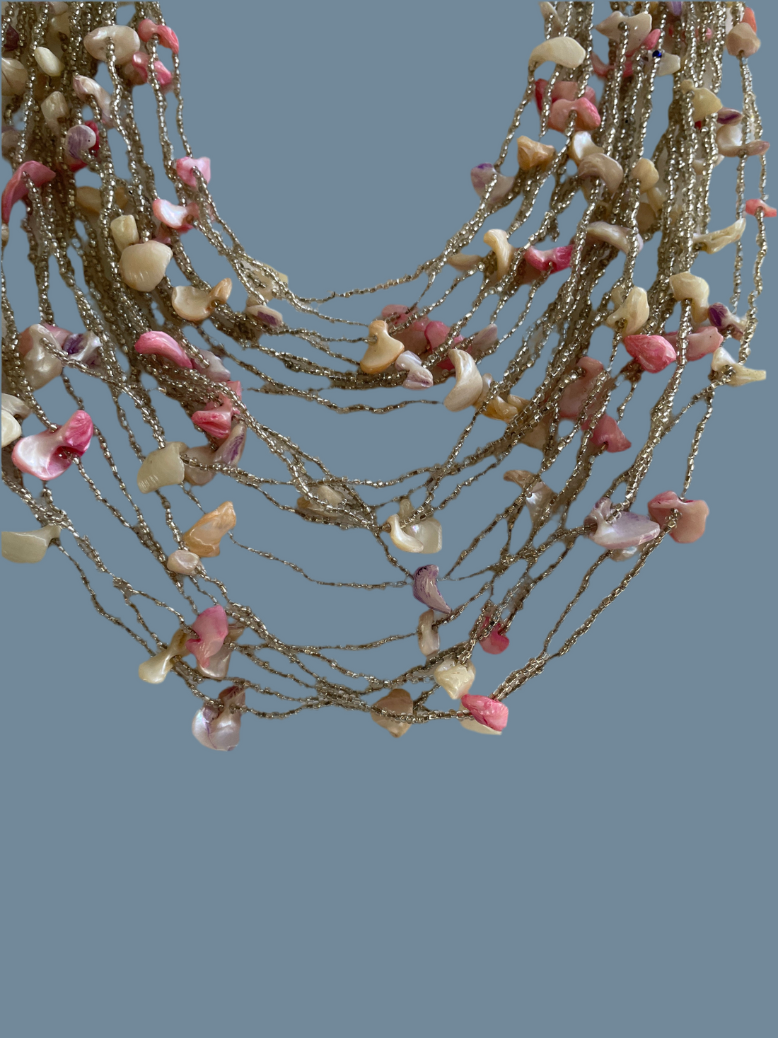 2000s Hand Crafted Beads & Shells Draped Statement Necklace