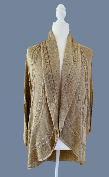 2000s Shimmering Gold Open Front Cardigan Sweater 1X