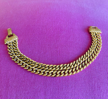 80s Vintage Double Gold Tone Cuban Chain Bracelet