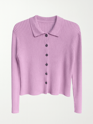 80s Vintage Button Down Pink Ribbed Cardigan Sweater S/M