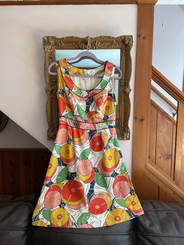2000s Retro Floral Sleeveless Cotton Day Dress M