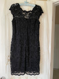 90s Vintage Black Lace Cocktail Party Dress