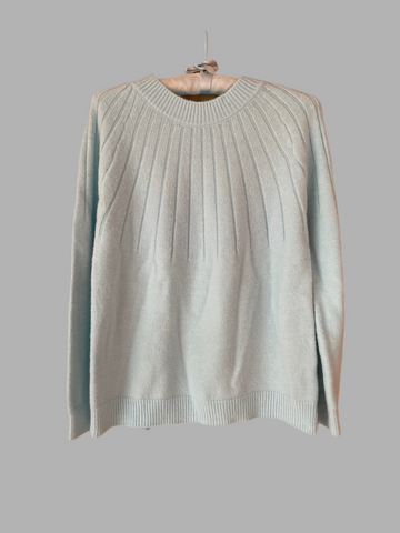 90s Vintage Baby Blue Cotton Poly Blend Pullover Sweater M