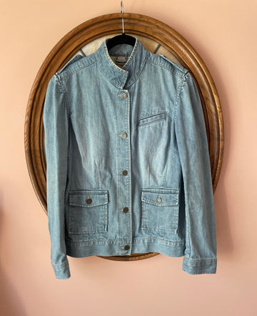 80s Vintage Blue Denim 3 Pockets Button Front & Cuff Jacket M