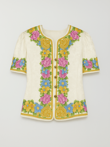 Designer Adrianna Papell 100% Silk Floral Top M