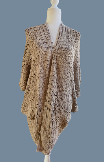 90s Vintage Beige Crochet Oversize Sweater Wrap XXL