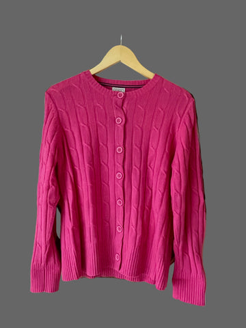 80s Vintage L.L. Bean Pink Button Front Cardigan Sweater M