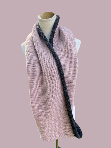 2000s Cotton Gray Mauve Knit Winter Circle Scarf