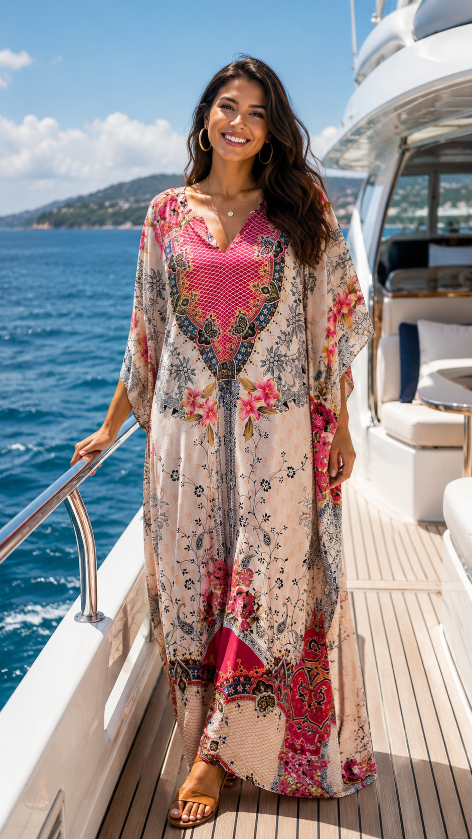 Floral Print 100% Poly Maxi Kaftan Beach Loungewear Day to Evening Dre – BlondesInHeaven