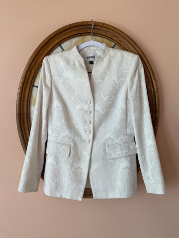 80s Vintage Kasper Embossed Floral Design Special Evening Jacket S