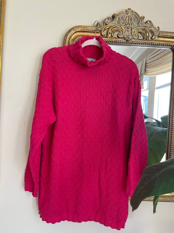 Vintage 80s 100% Cotton Basket Weave Knit Sweater Lg