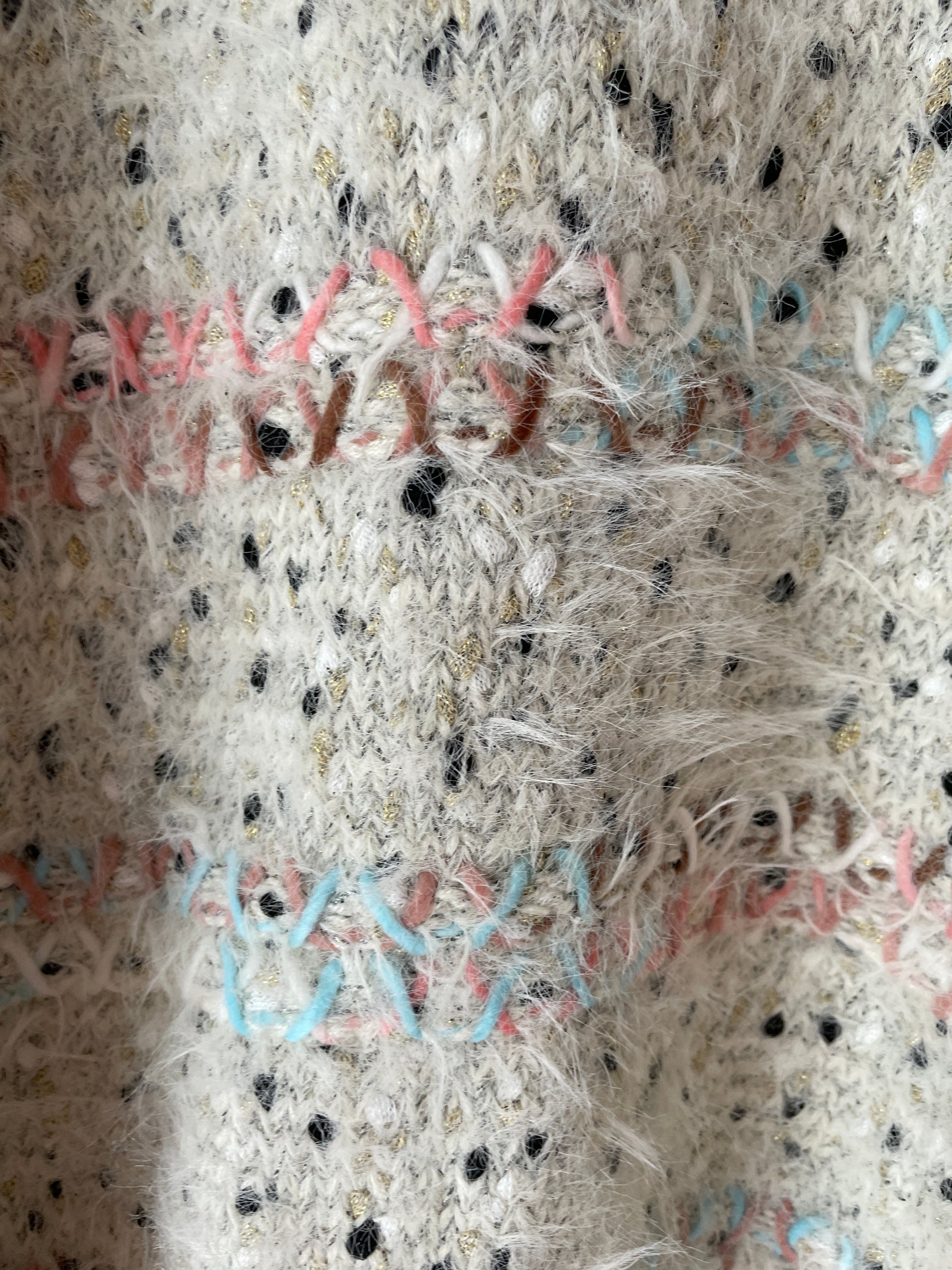  2000s Unique Cozy Acrylic Poly Blend Textured Knit Chunky Shaggy Pullover Sweater L