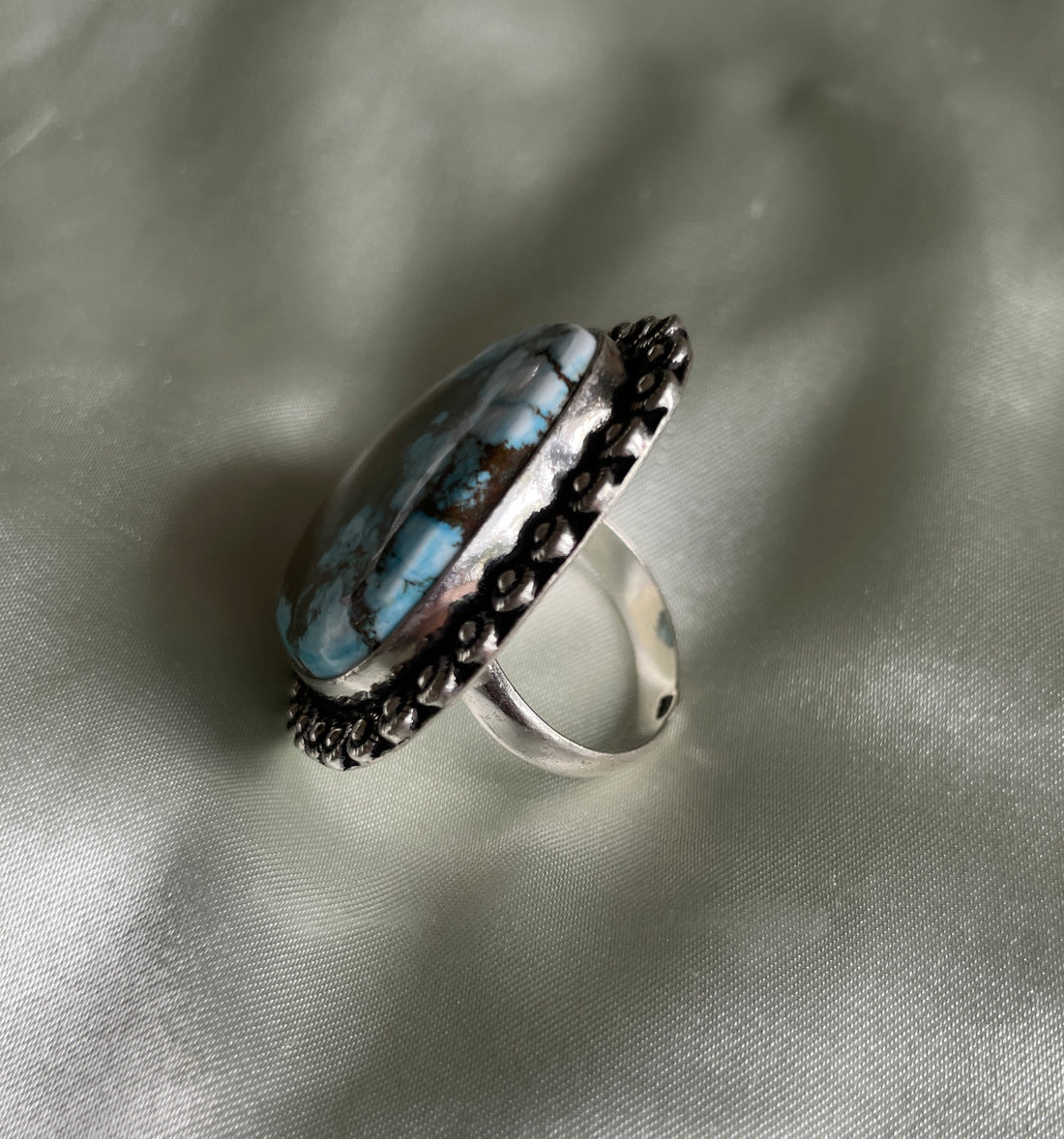 Silver plated semi precious stone ring S7