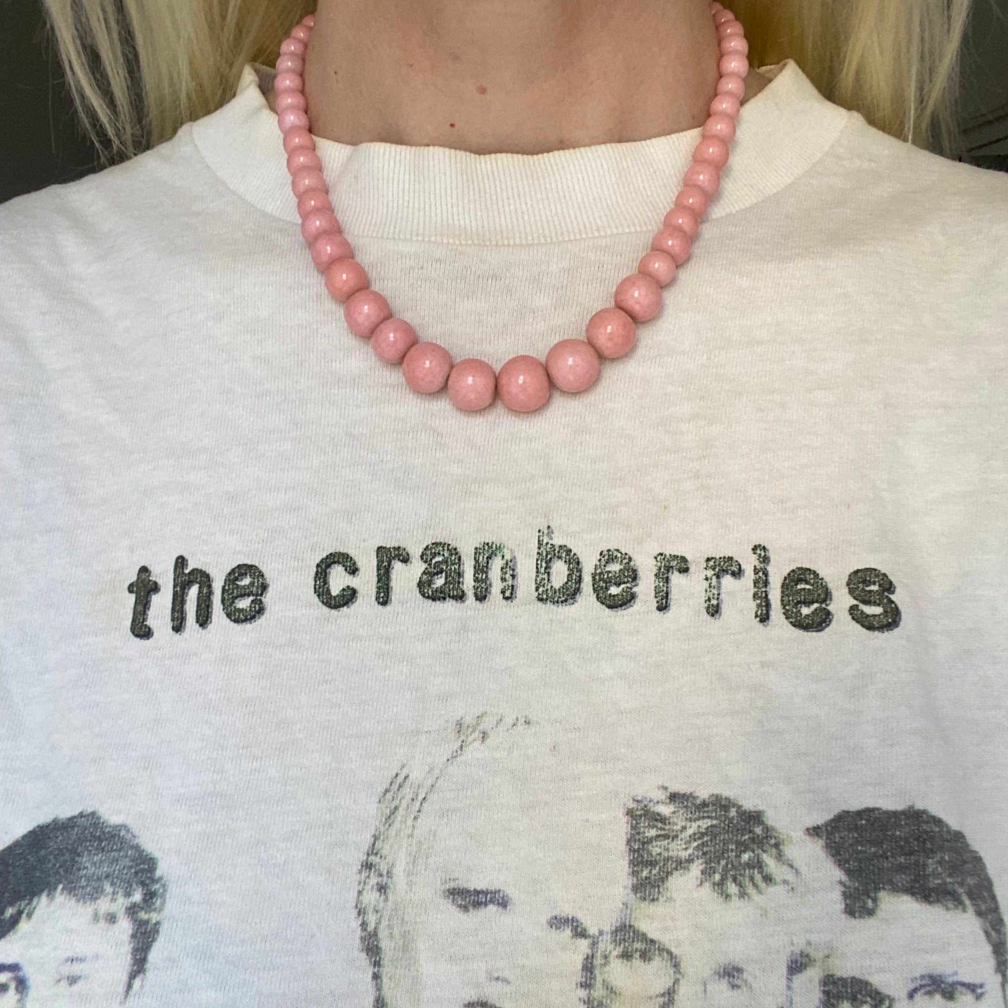 60s Vintage Handmade Pink Acrylic Beaded Necklace