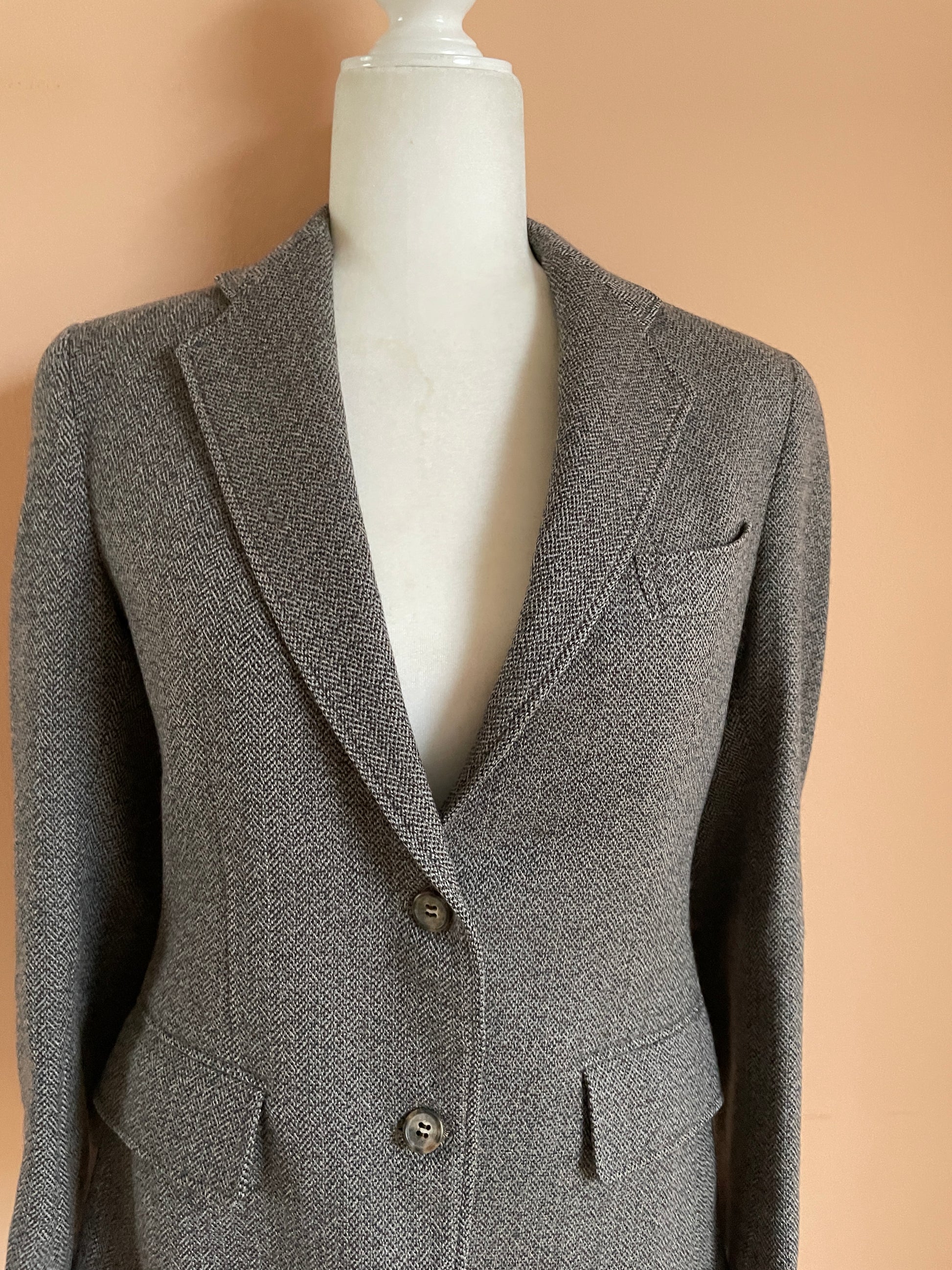  80s Wool Blend Classic Gray Blazer Jacket