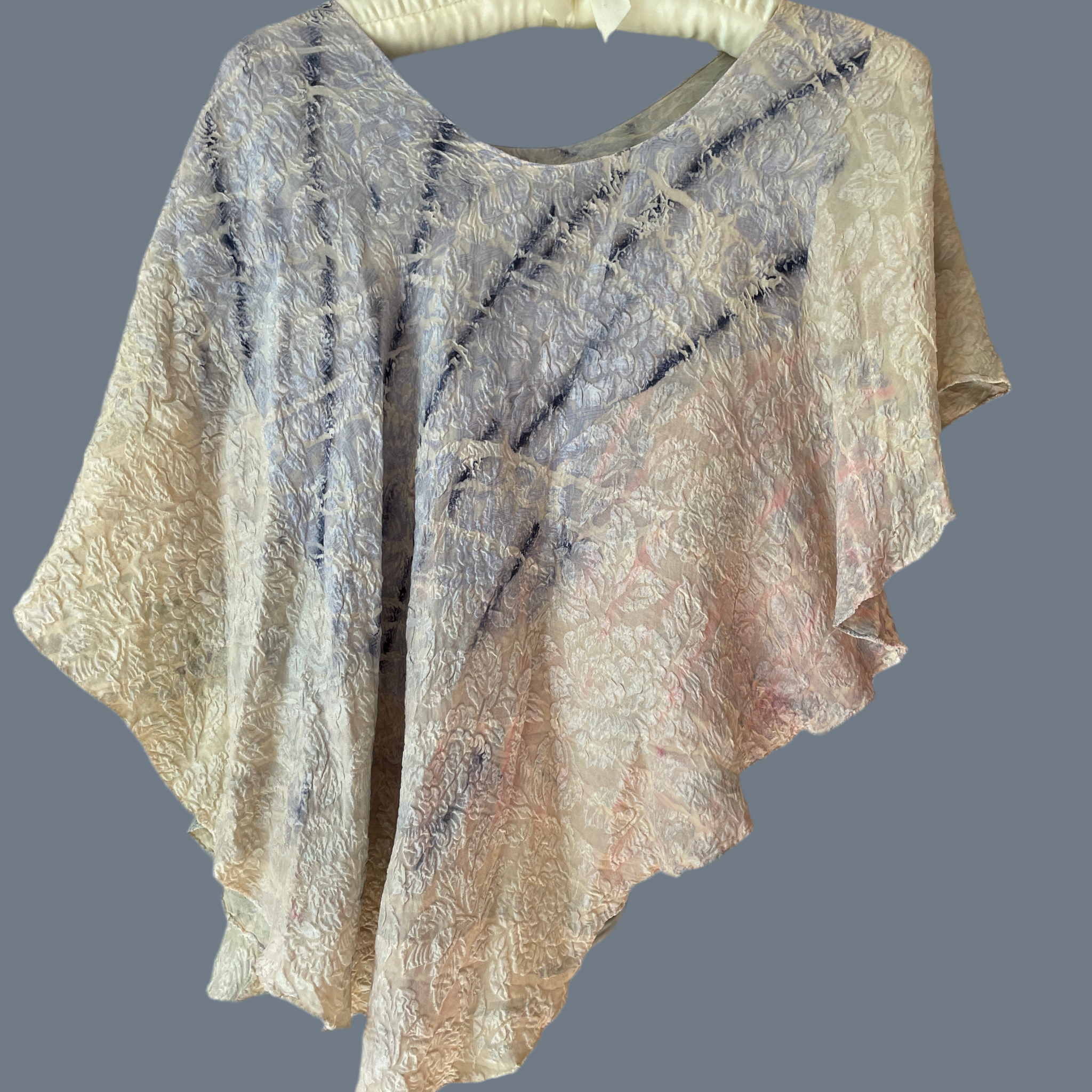 Tie Dye Silky Textured Fabric Asymmetrical Relaxed Loose Fit Boho Top. Free Size
