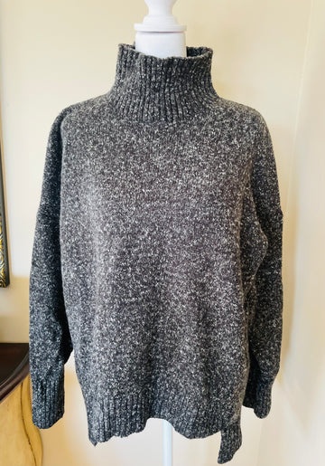 2000s Acrylic Cotton Blend Turtle Neck Cray Sweater Lg/XL