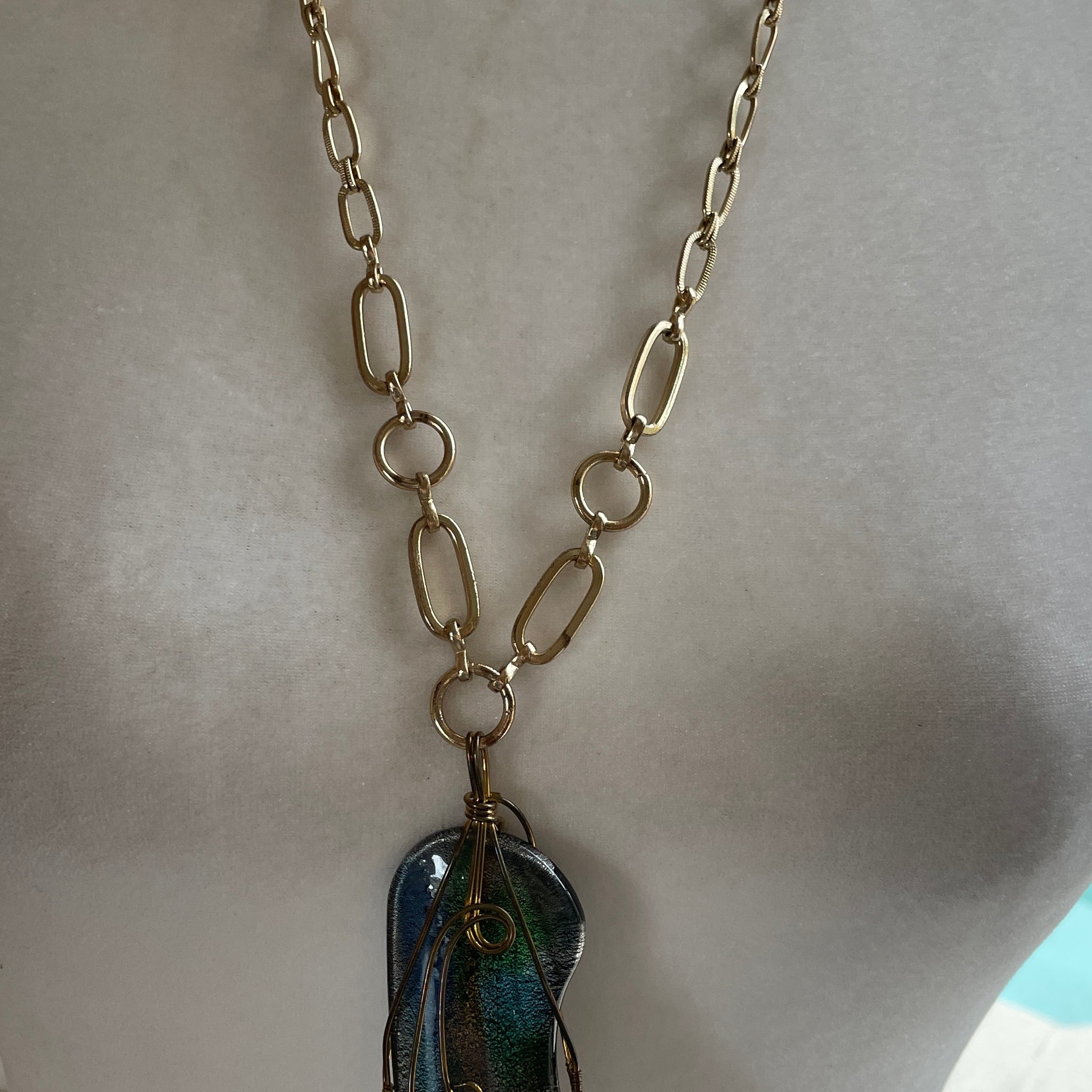 Artisan handmade glass pendant necklace 