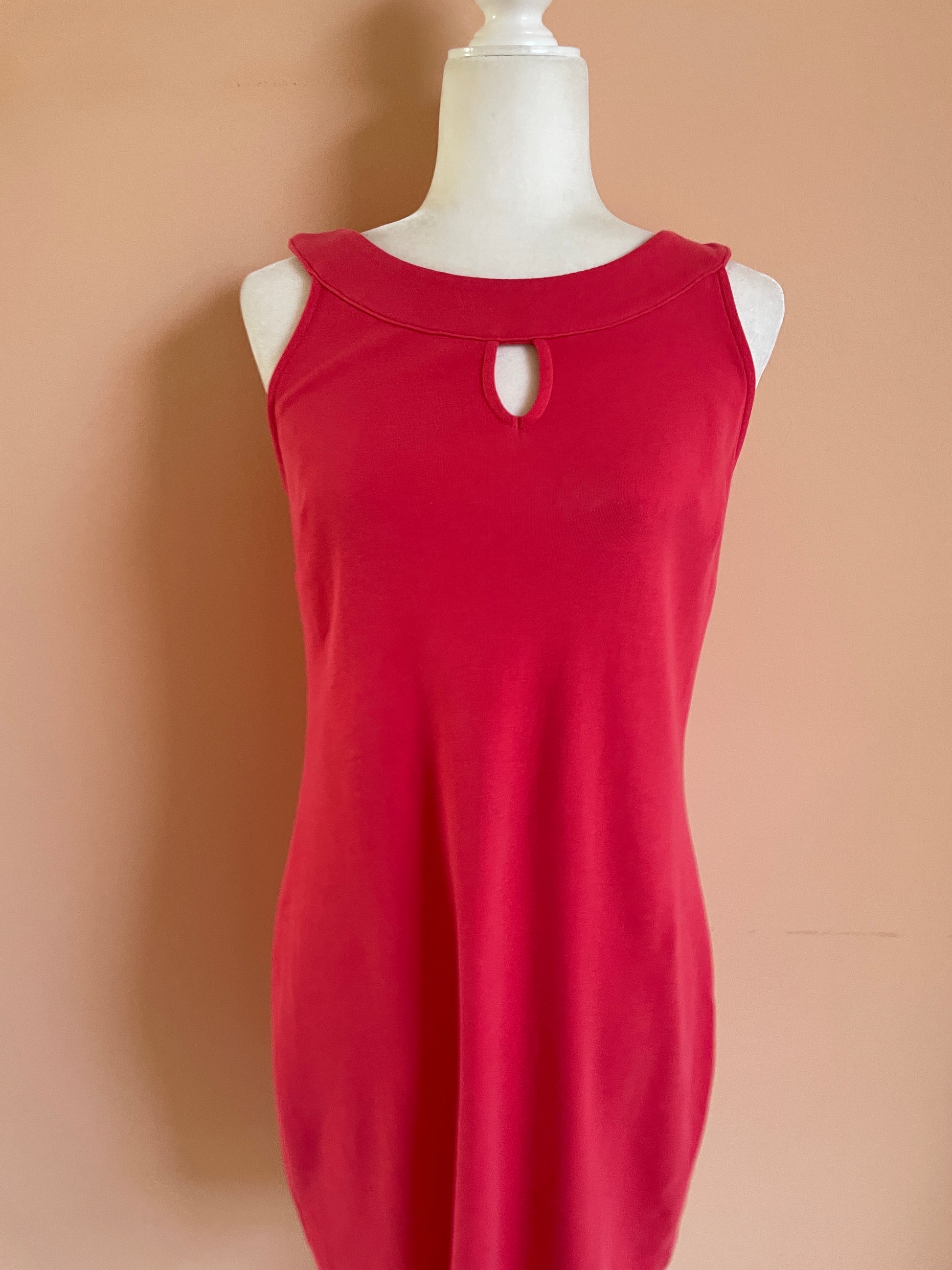  Talbots 90s Sleeveless Cotton Casual Red Dress SP