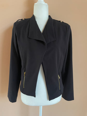 90s Stylish Black Open Front Cropped Jacket Top S
