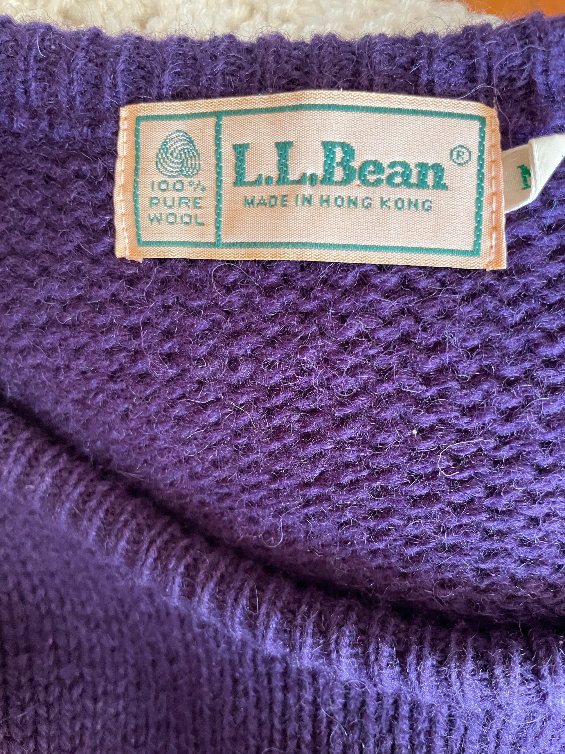  L. L. Bean 80s Purple Pure Wool Pullover Knit Sweater