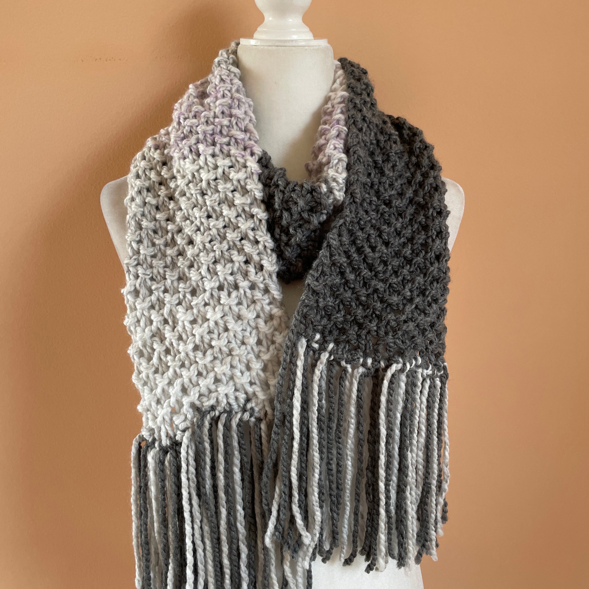 Hand knit winter scarf