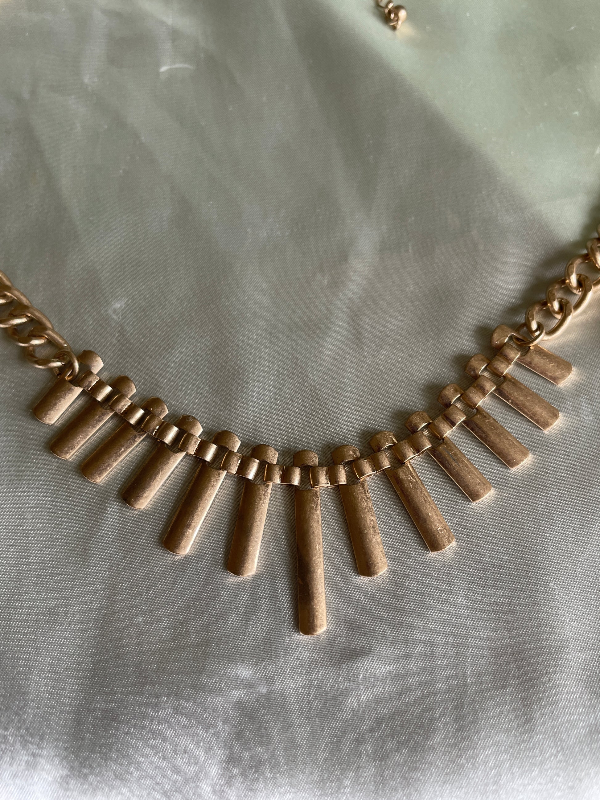  80s Gold Tone Spiked Egyptian Style Necklace