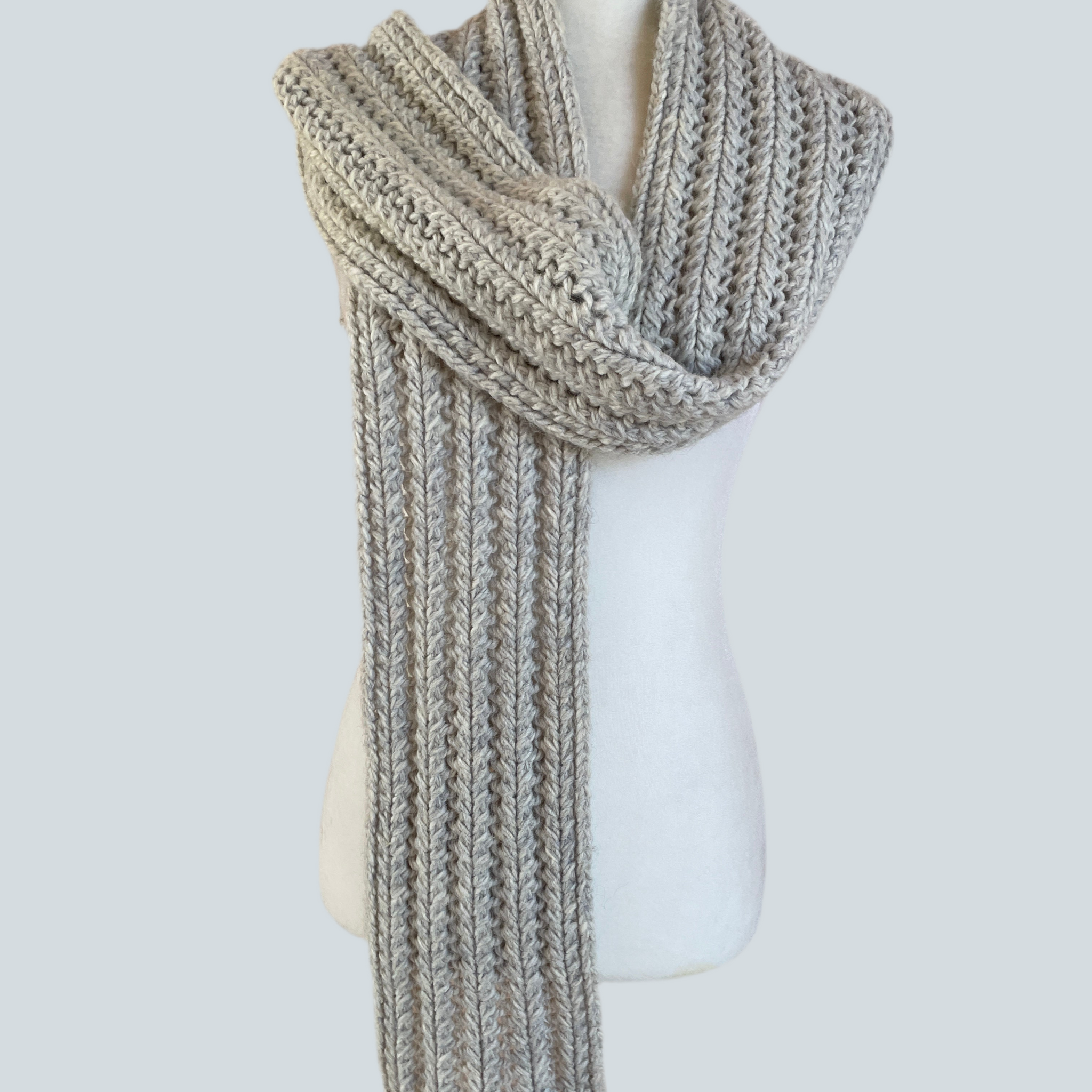 80s Vintage Alpaca Blend Gray Winter Knit Scarf