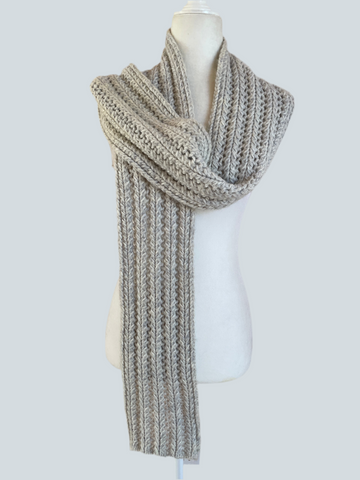 80s Vintage Alpaca Blend Gray Winter Knit Scarf