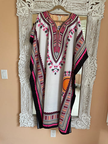 100% Poly Beachwear Kaftan Lounge Day Evening Maxi Dress. Plus Size. 1X-4X