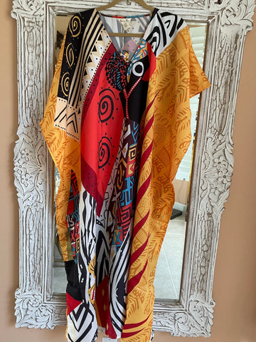 Colorful 100% Poly Beach wear Lounge Day to Evening Kaftan   Plus Size