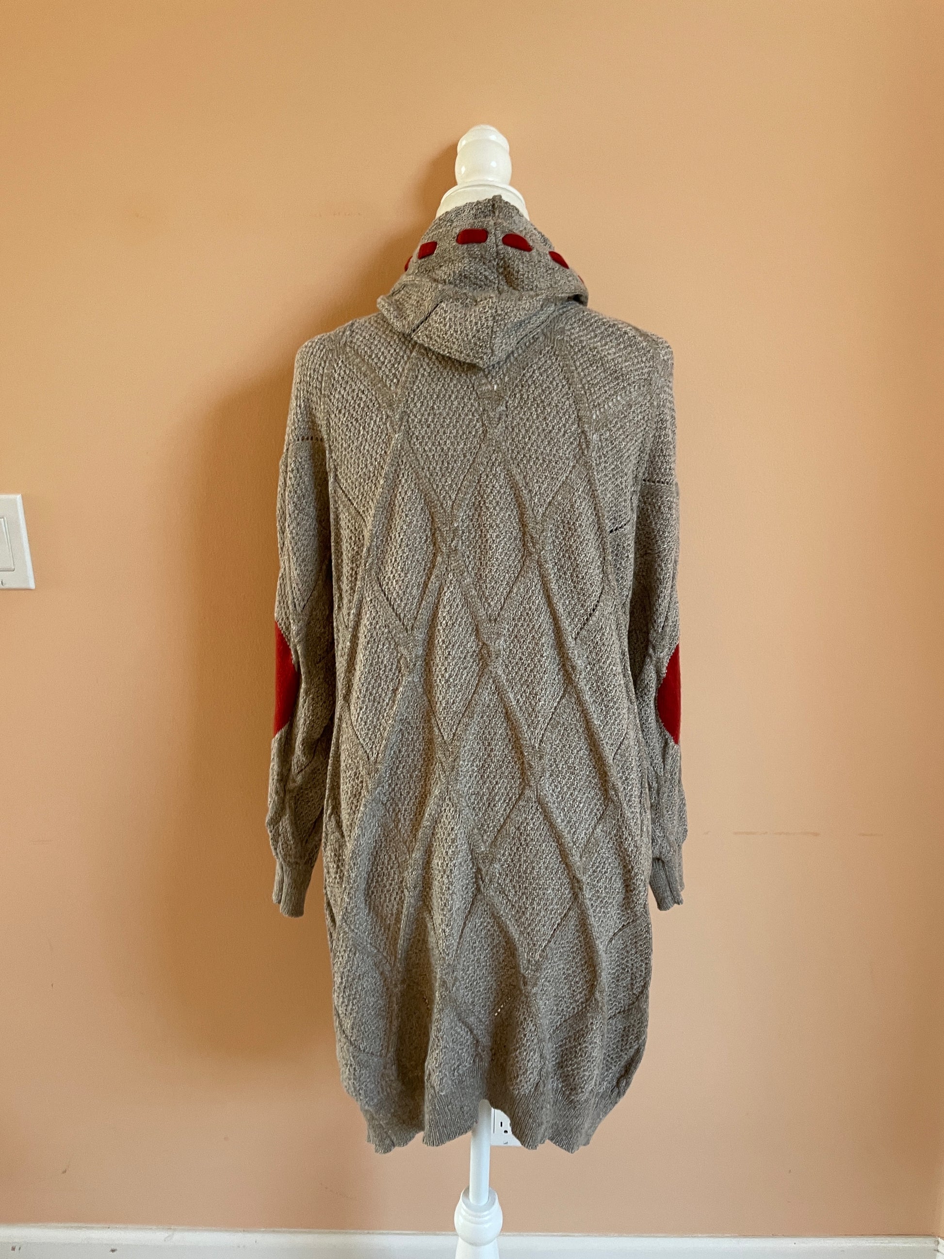  2000s Gray Acrylic Knit My Hoodie Cardigan Sweater M