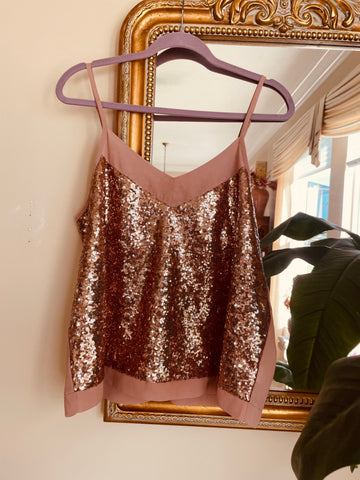 Shimmering Sequined Glam Cami Top. Lg
