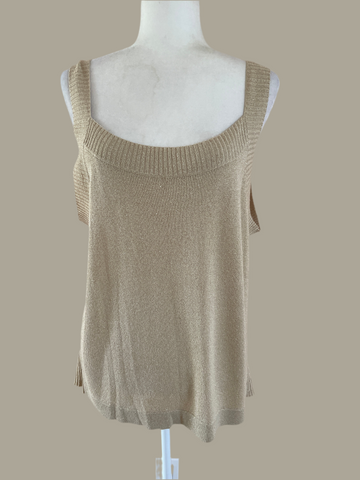 90s Vintage Bob Mackie Gold Shimmering Knit Dressy Top X/L