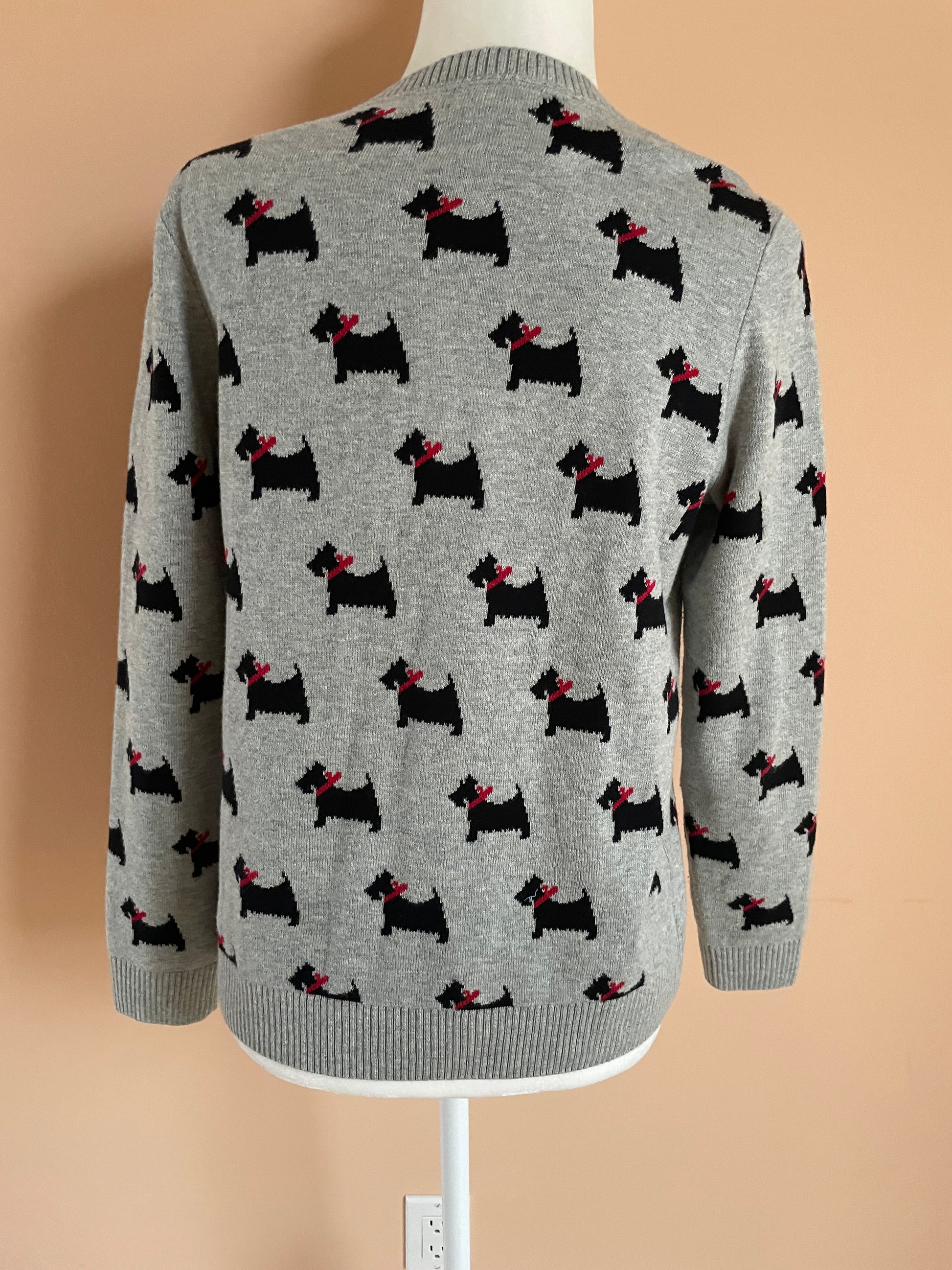  2000s Fun Novelty Gray Scottie Dog Pullover Sweater S