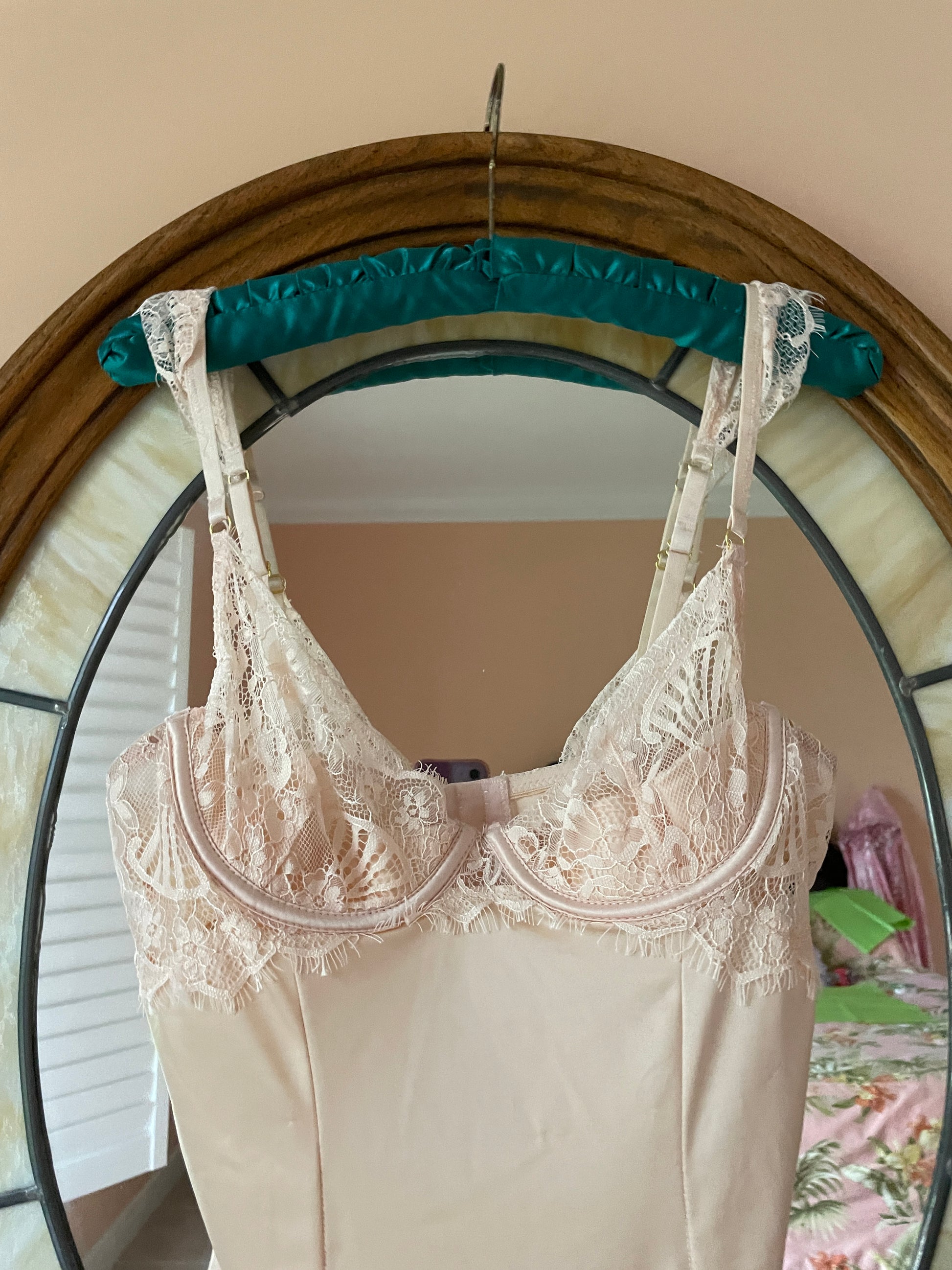  2000s Pink Lacy Lingerie Teddy Sm