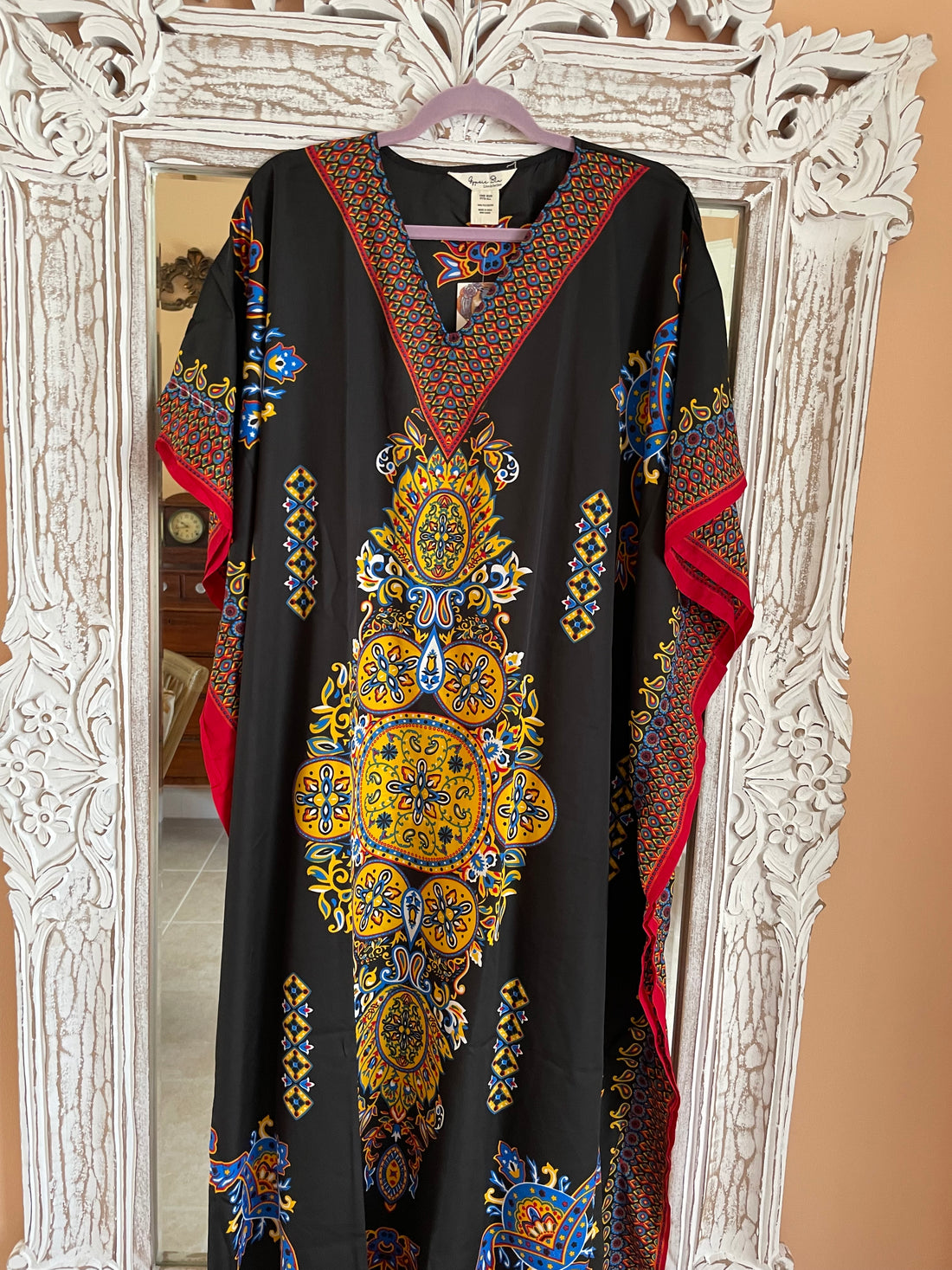 Boho Resort Caftan Maxi Dress Day-Evening Lounge Beach Flowing Kaftan One Size