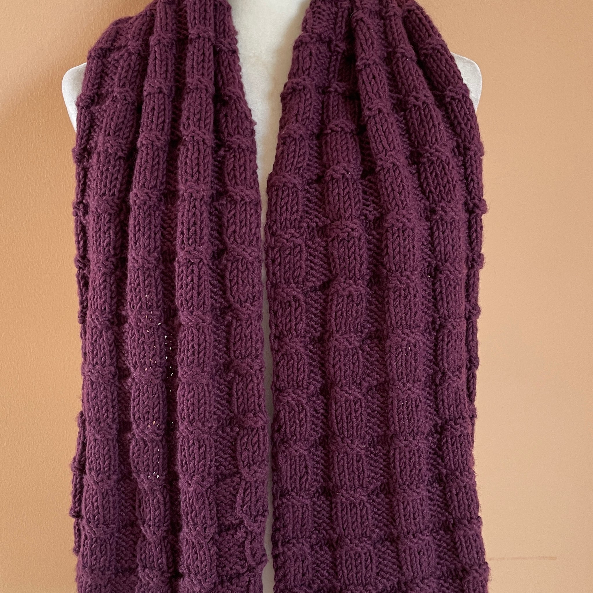 2000s Handmade Knit Acrylic Wool Blend Winter Scarf