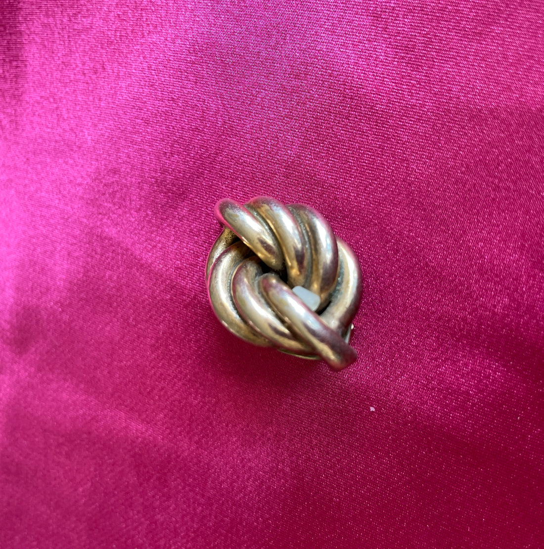 80s Vintage Signed Marino Brass Tone Twisted Knot Clip Earrings