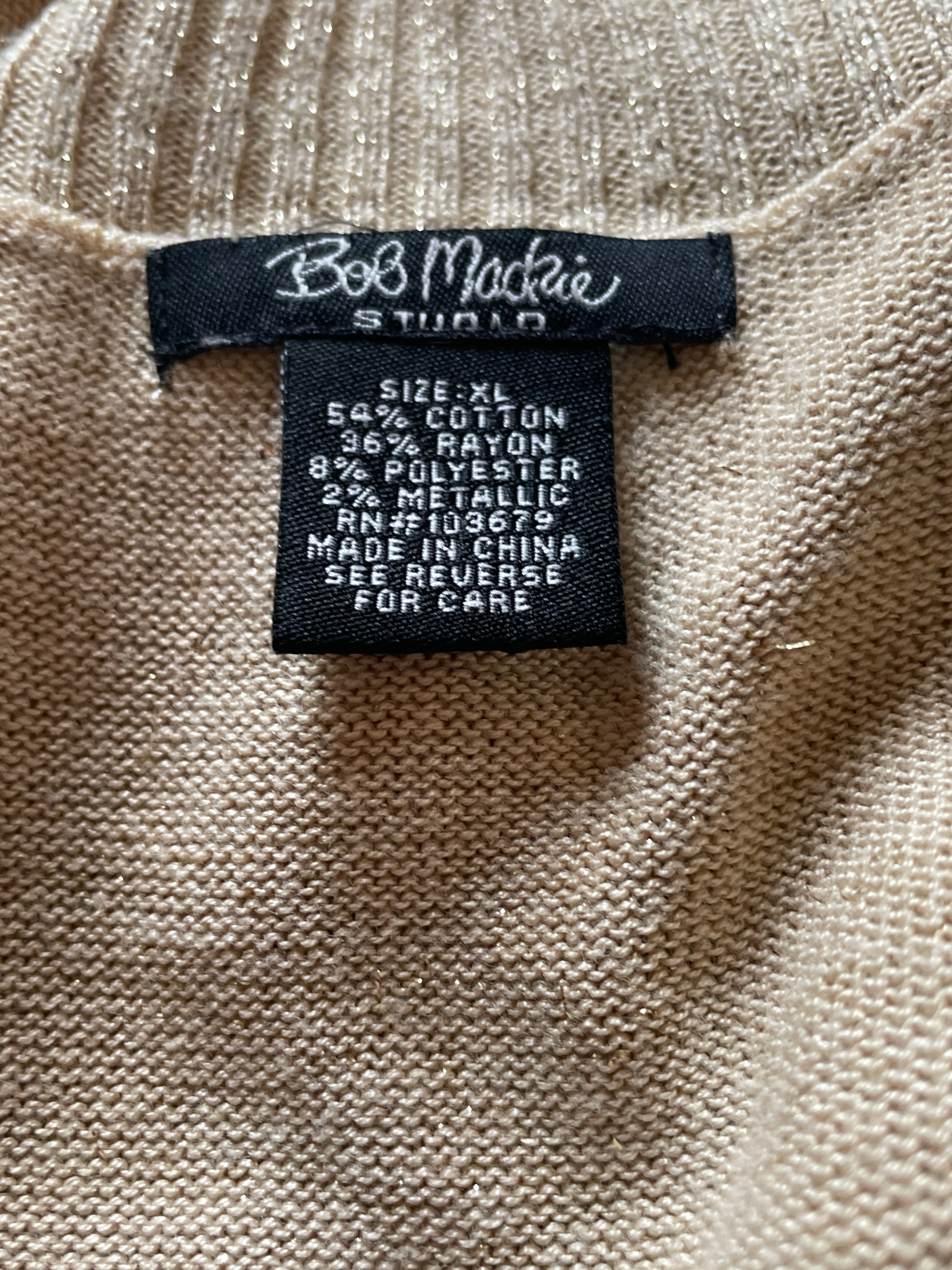  Bob Mackie 90s Gold Shimmering Knit Dressy Top X/L