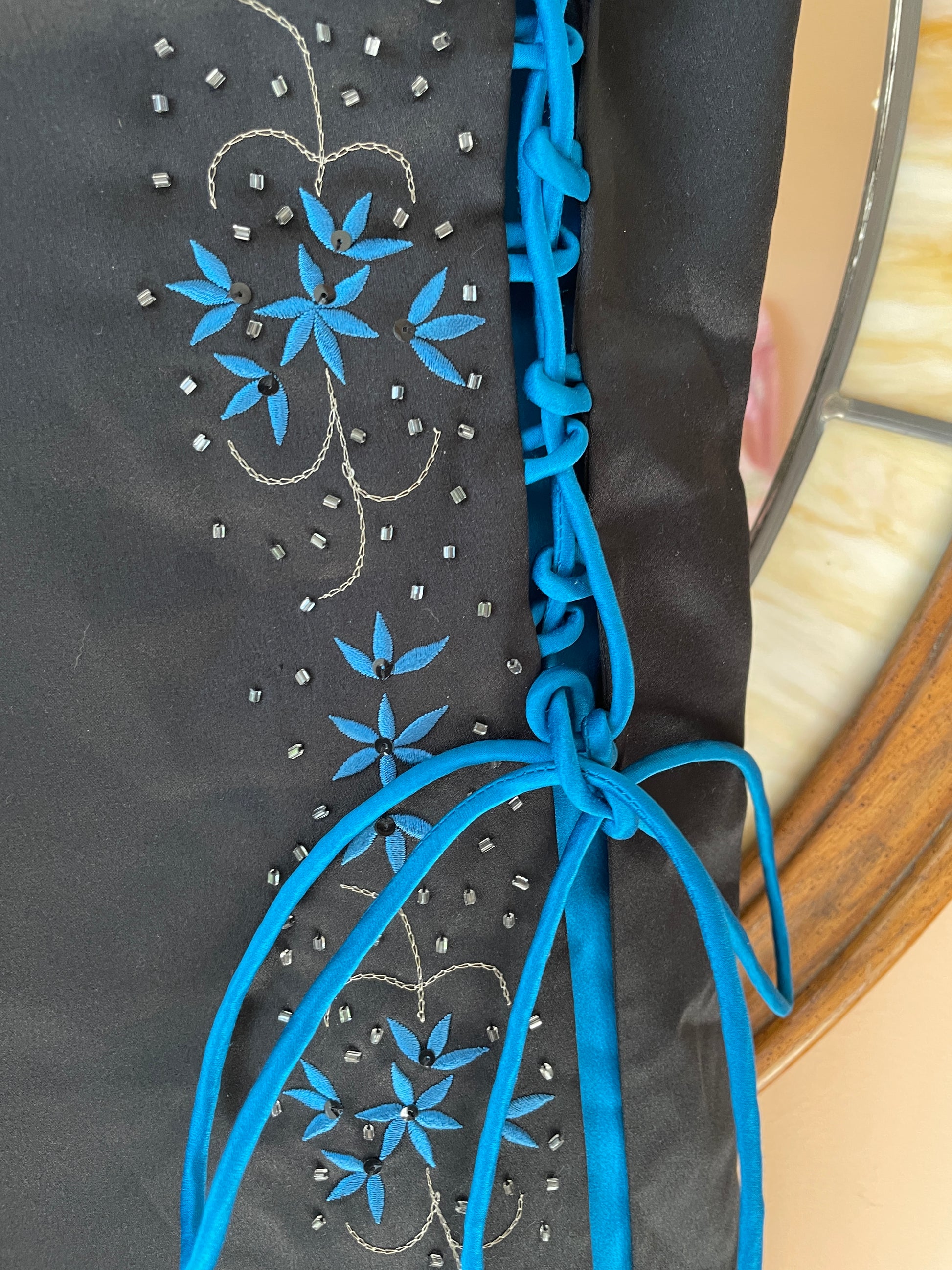 90s Special Occasion Black Decorative Flower Detail Maxi Dress X/S