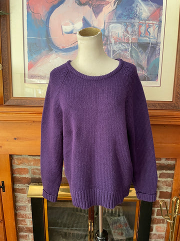 L. L. Bean 80s Purple Pure Wool Pullover Knit Sweater M