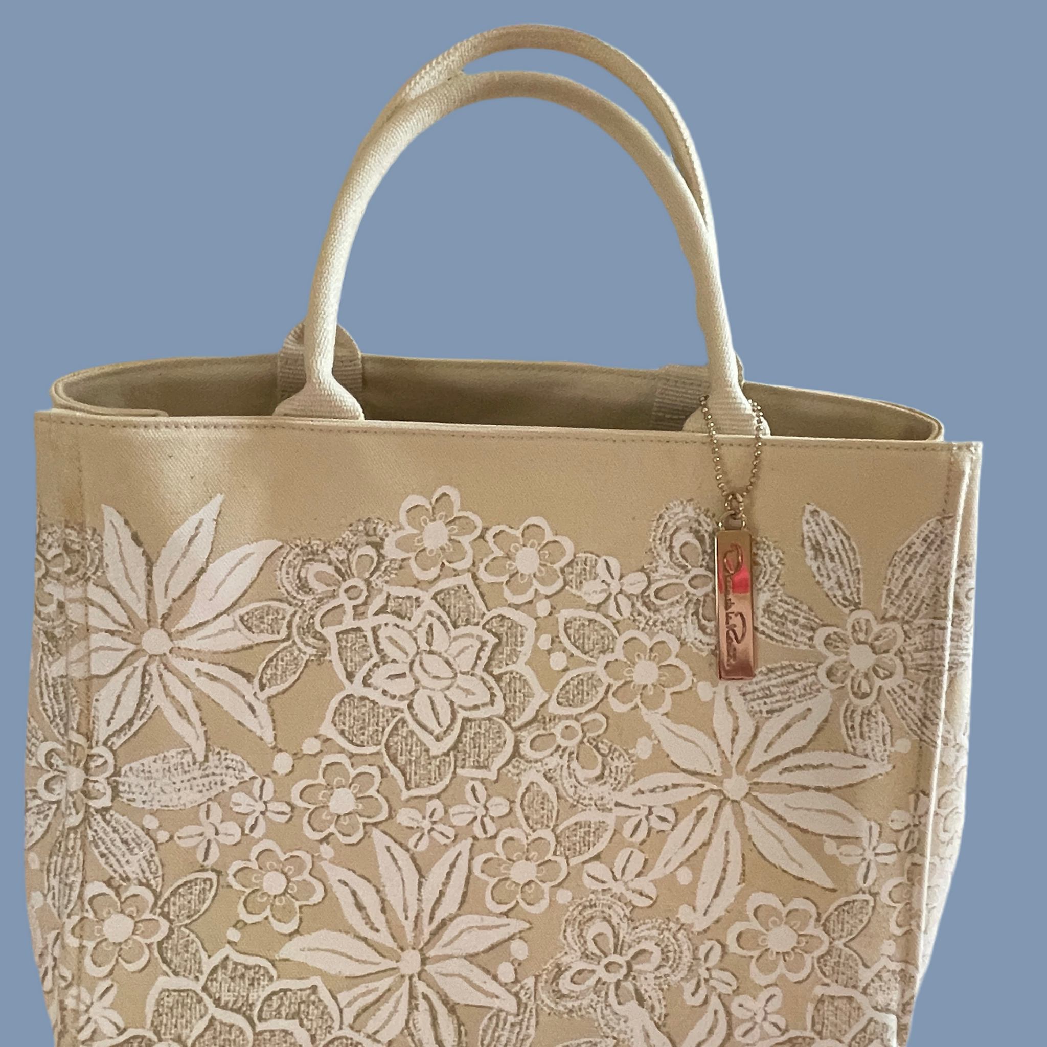 2000s Floral Open Top Canvas Designer Satchel Bag