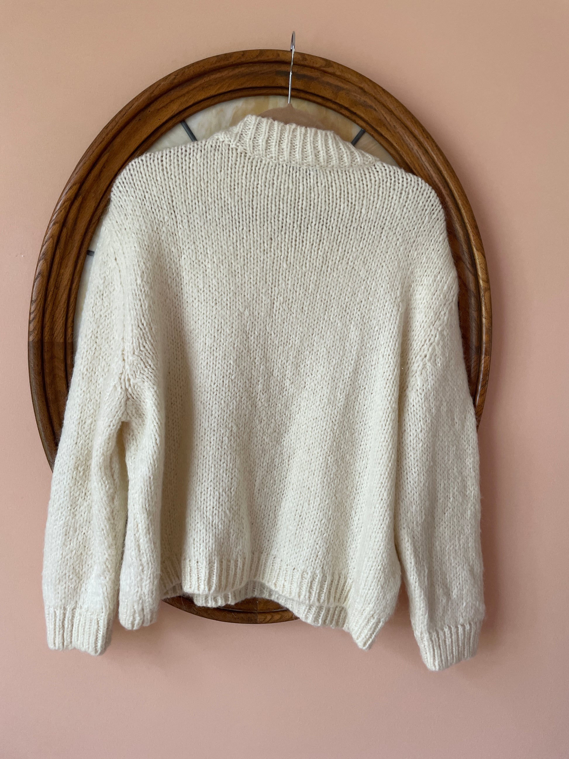  2000s Zara Wool Acrylic Blend White Pullover Winter Sweater M