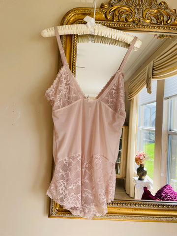 Vintage Maidenform Pink Floral Lacy Lingerie Teddy Lg