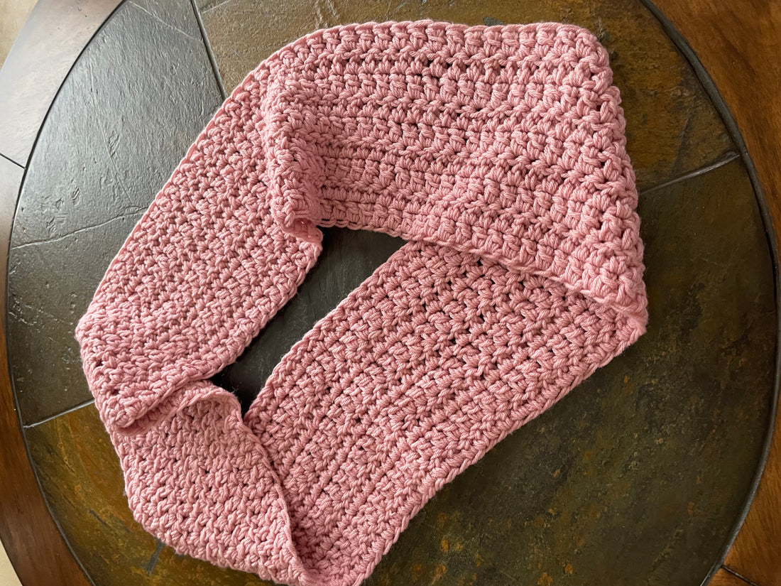 Hand Knit Pink Acrylic Winter Circle Scarf