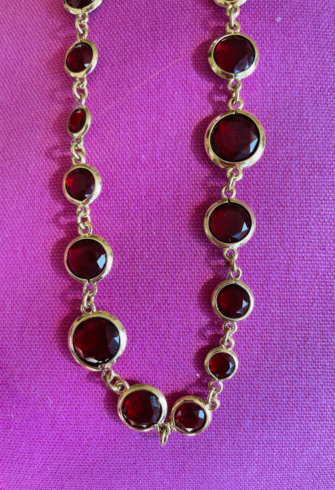 80s Anne Klein Glass Bezel Cut Long Wrap Necklace